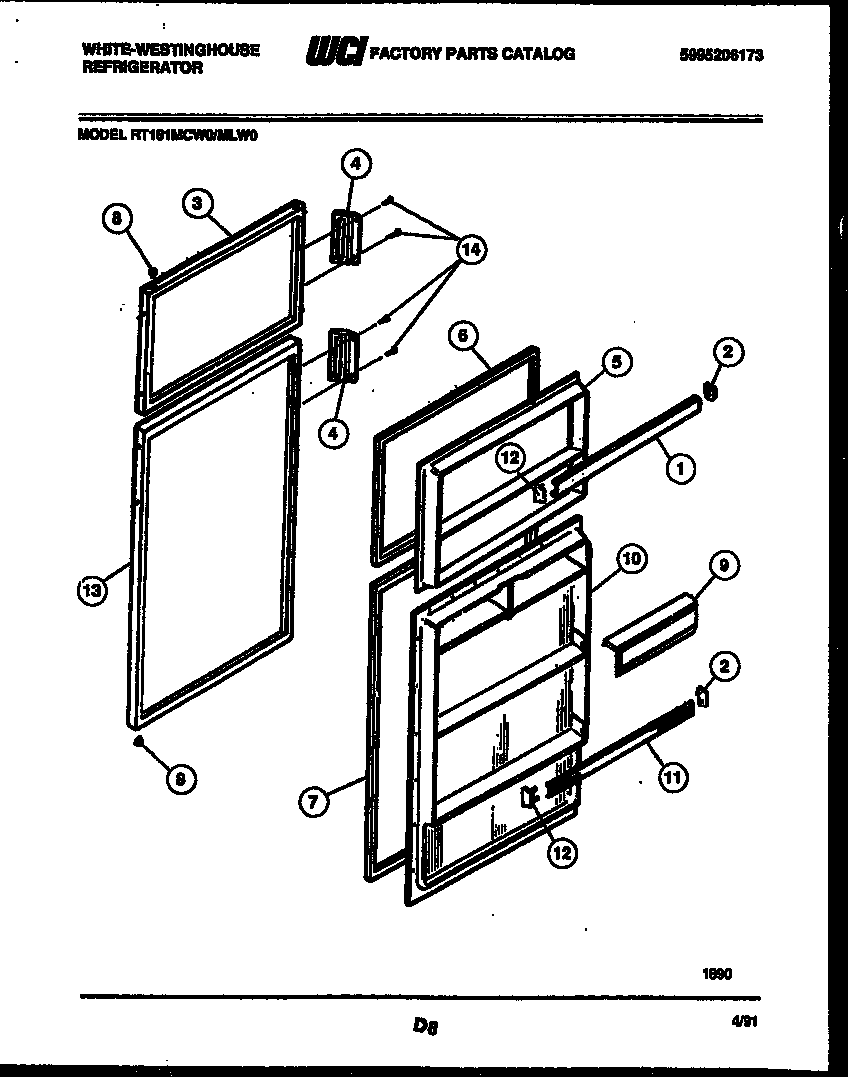 White-Westinghouse RT181MCD0 door parts diagram