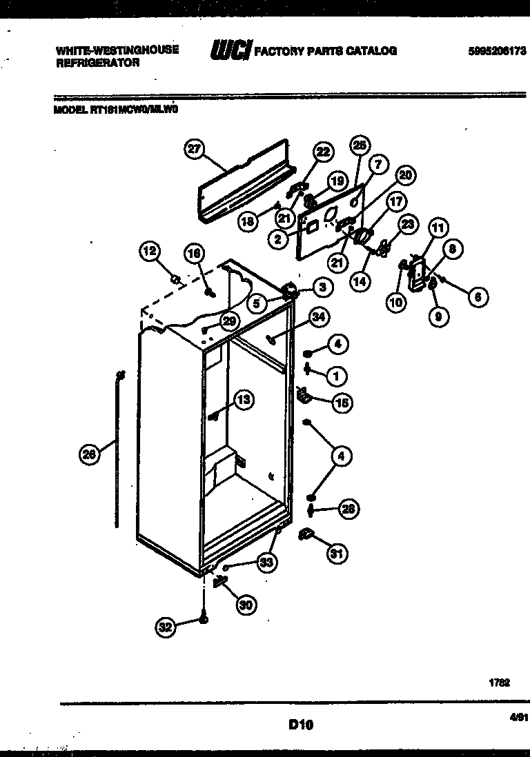 White-Westinghouse RT181MCD0 cabinet parts diagram