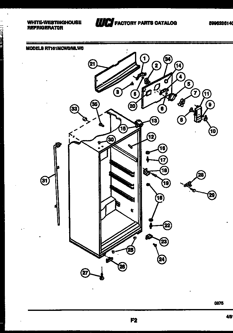 White-Westinghouse RT151MLD0 cabinet parts diagram