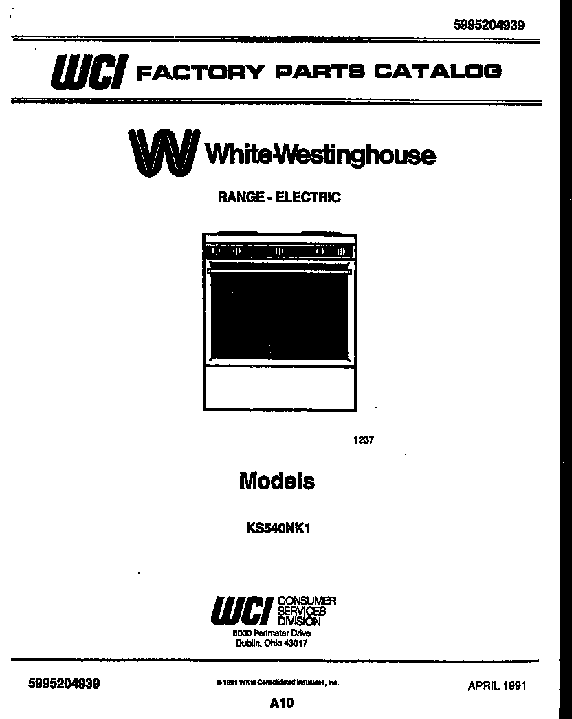 White-Westinghouse KS540NKW1 cover diagram