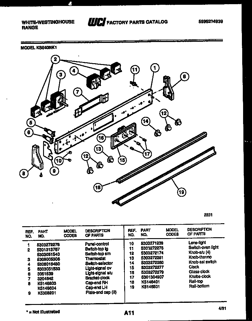 White-Westinghouse KS540NKW1 control panel diagram