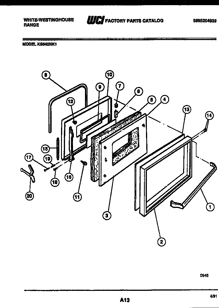 White-Westinghouse KS540NKW1 door parts diagram
