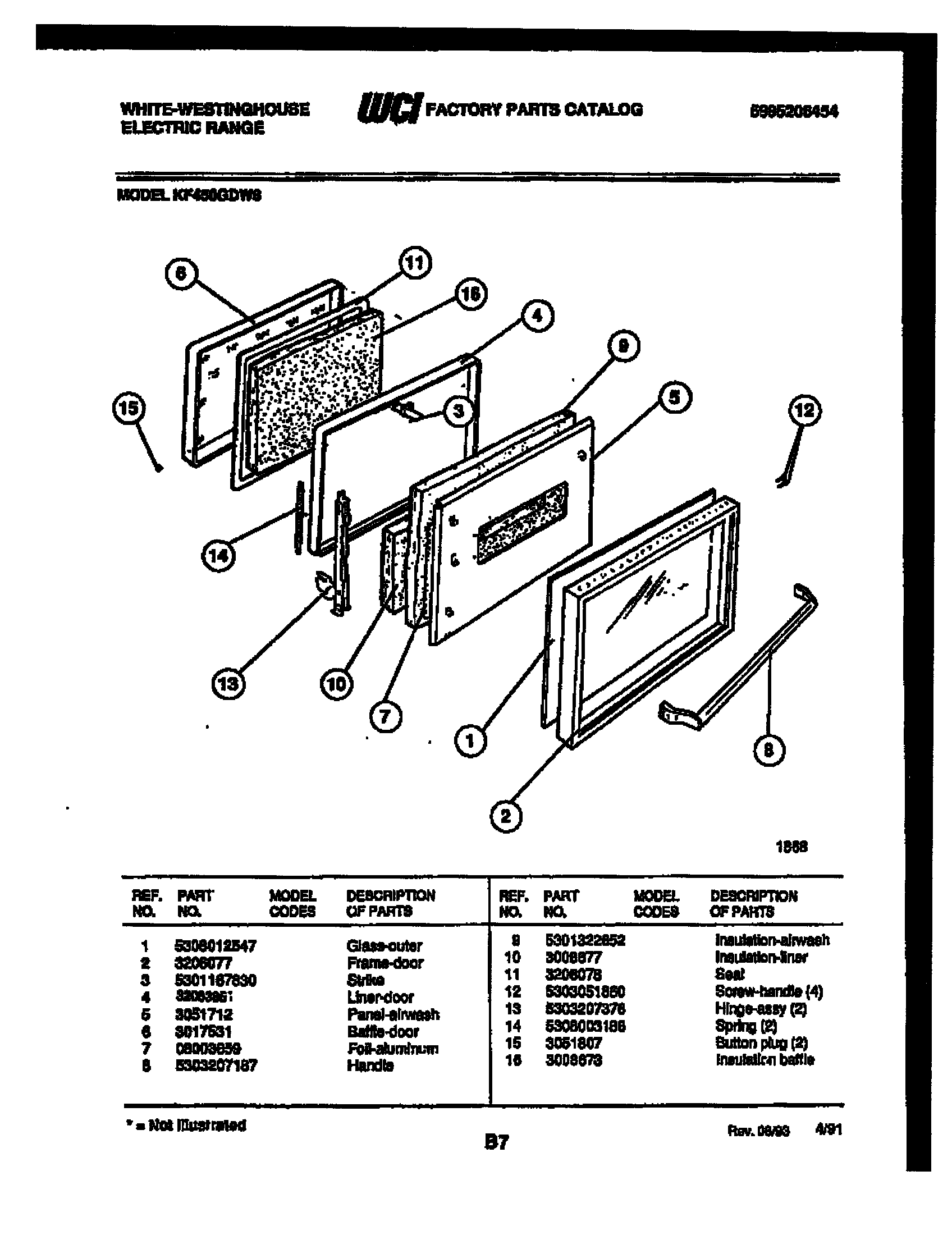 White-Westinghouse KF450GDW8 door diagram