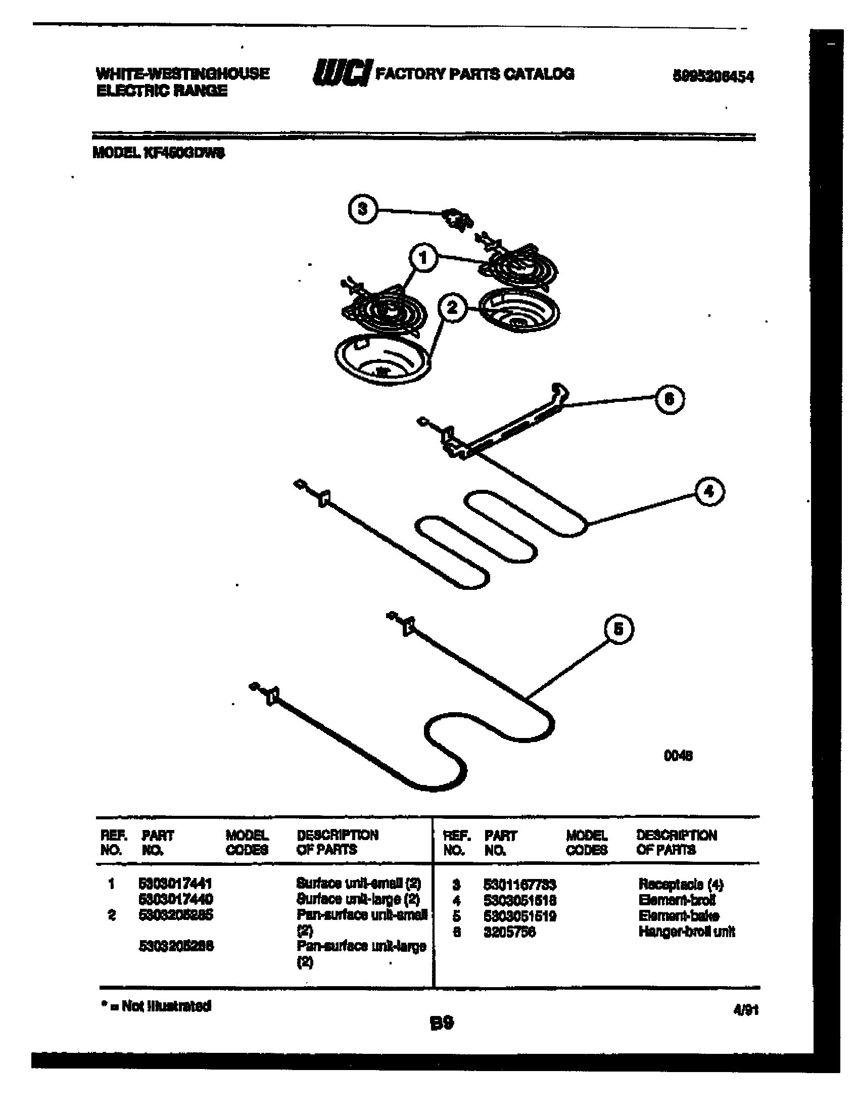 White-Westinghouse KF450GDW8 broiler parts diagram