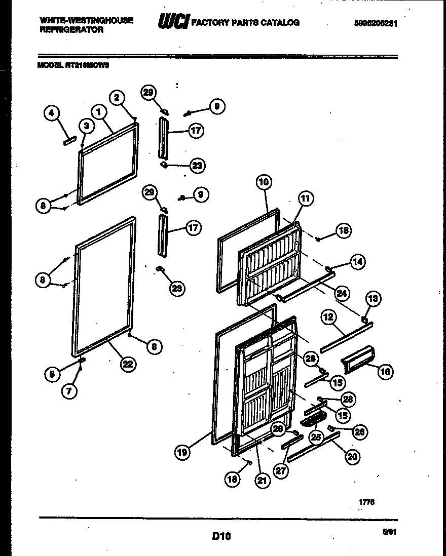 White-Westinghouse RT216MCW3 door parts diagram