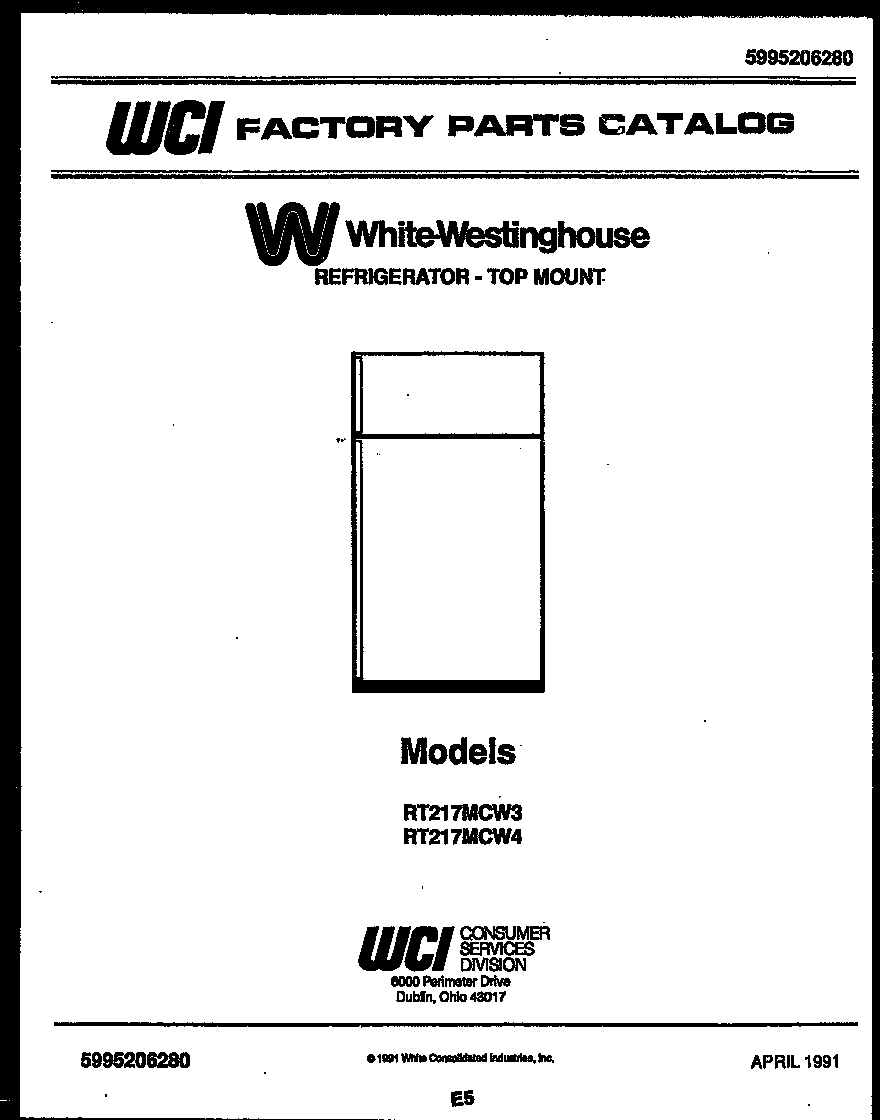 White-Westinghouse RT217MCV3 cover page diagram