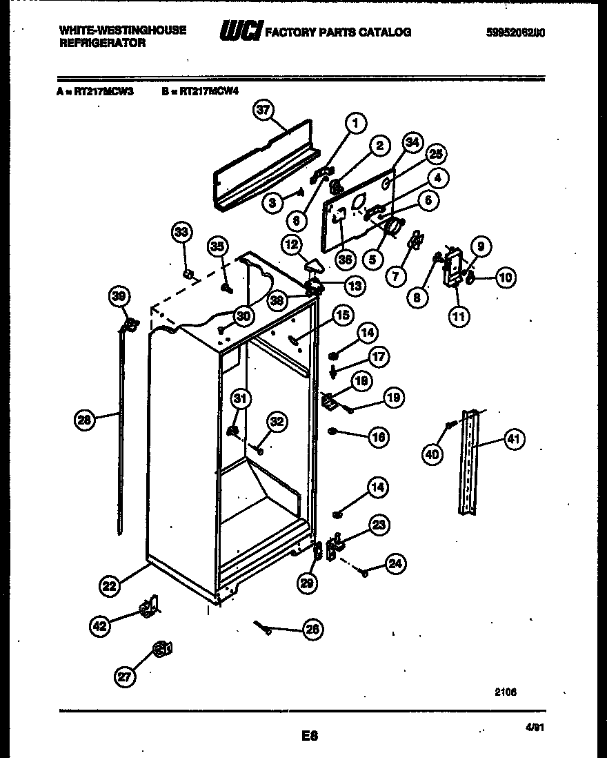 White-Westinghouse RT217MCV3 cabinet parts diagram