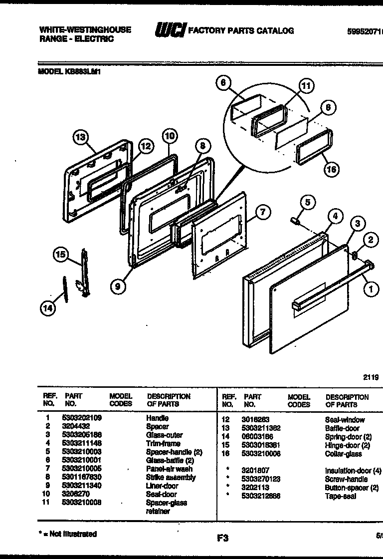 White-Westinghouse KB883LM1 door parts diagram