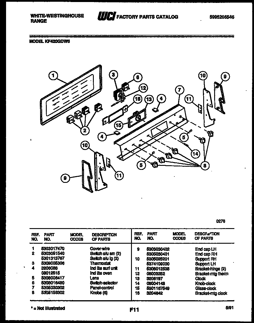 White-Westinghouse KF420GDW6 control panel diagram