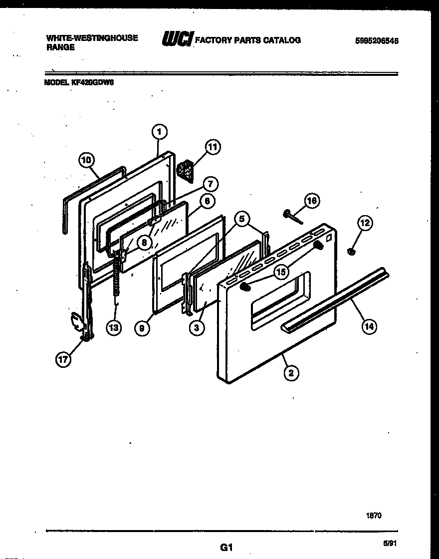 White-Westinghouse KF420GDW6 door parts diagram
