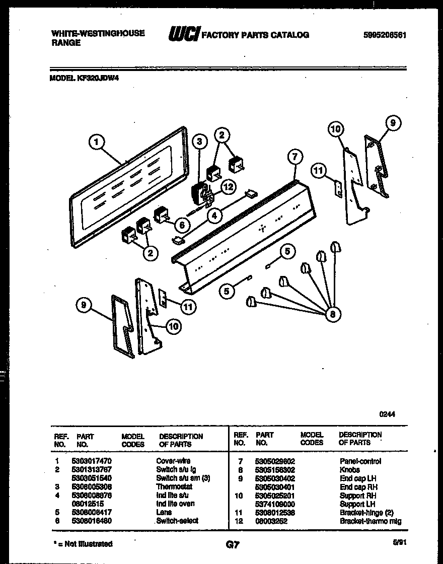 White-Westinghouse KF320JDH4 control panel diagram