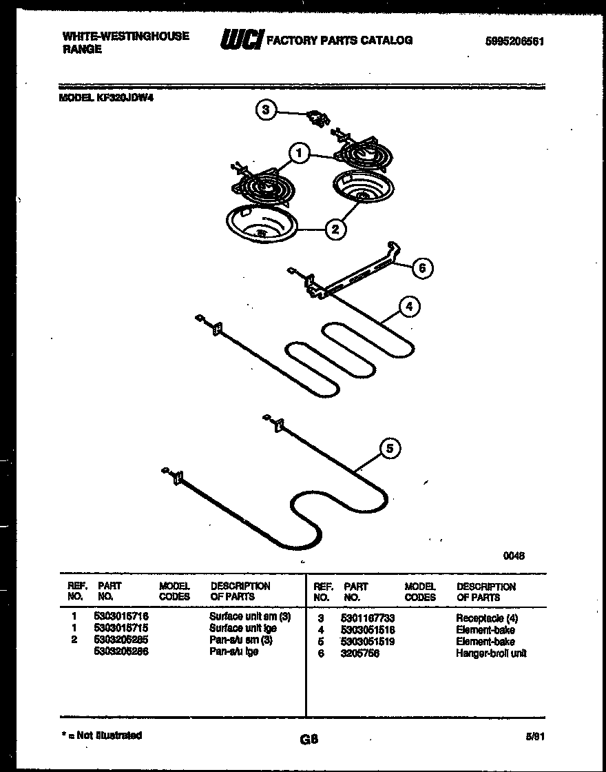 White-Westinghouse KF320JDH4 broiler parts diagram