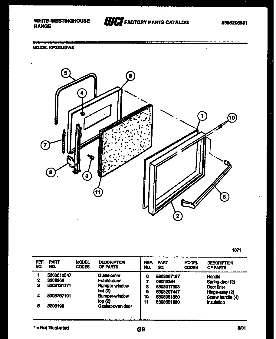 White-Westinghouse KF320JDH4 door parts diagram