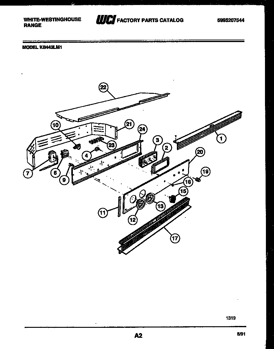 White-Westinghouse KB443LM1 control panel diagram