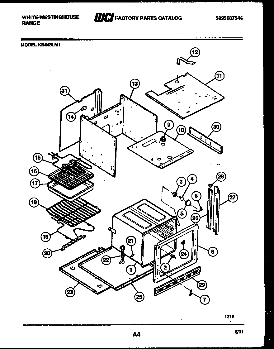 White-Westinghouse KB443LM1 body parts diagram