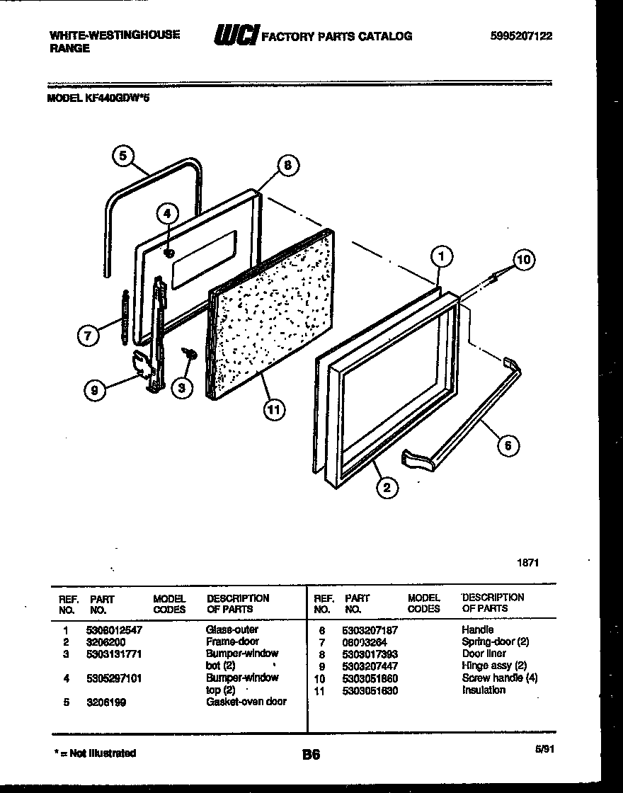 White-Westinghouse KF440GDD5 door parts diagram
