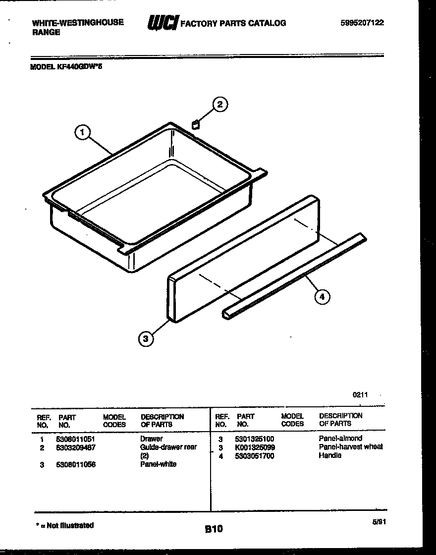 White-Westinghouse KF440GDD5 drawer parts diagram