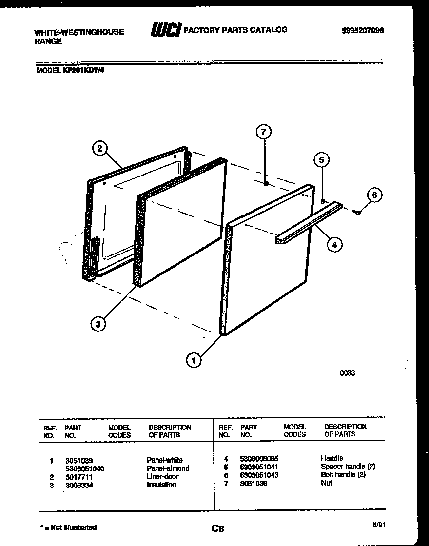 White-Westinghouse KF201KDD4 door parts diagram