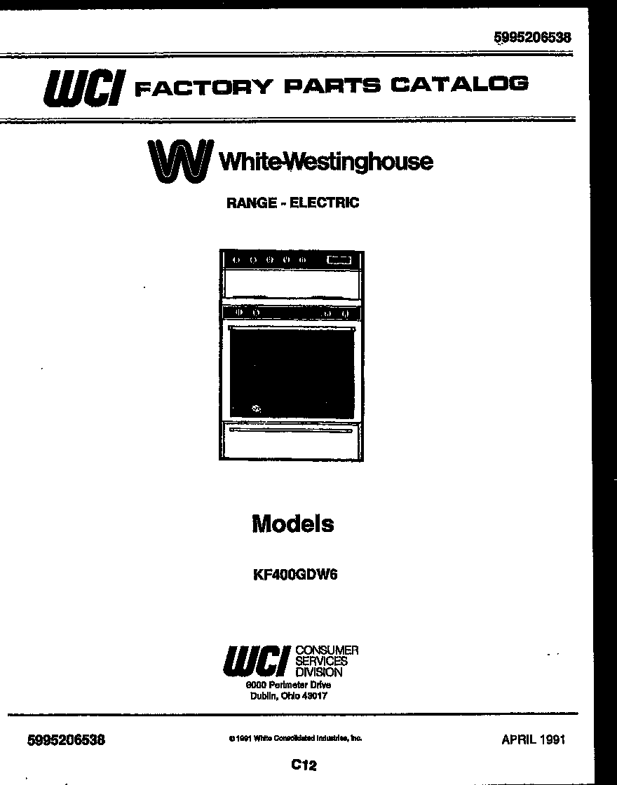 White-Westinghouse KF400GDH6 cover diagram