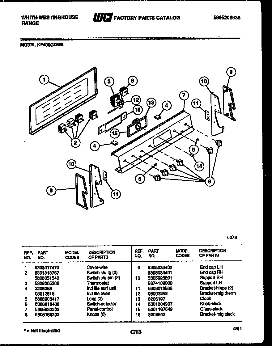 White-Westinghouse KF400GDH6 control panel diagram