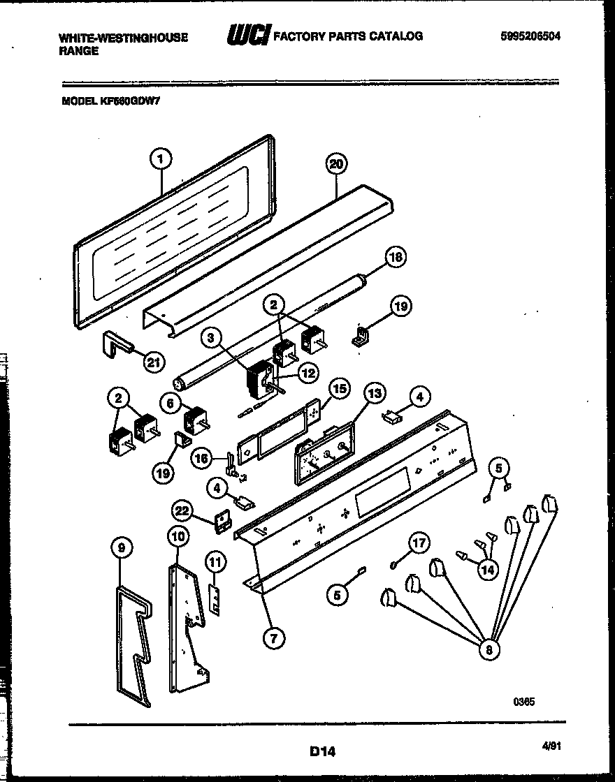 White-Westinghouse KF560GDW7 control panel diagram