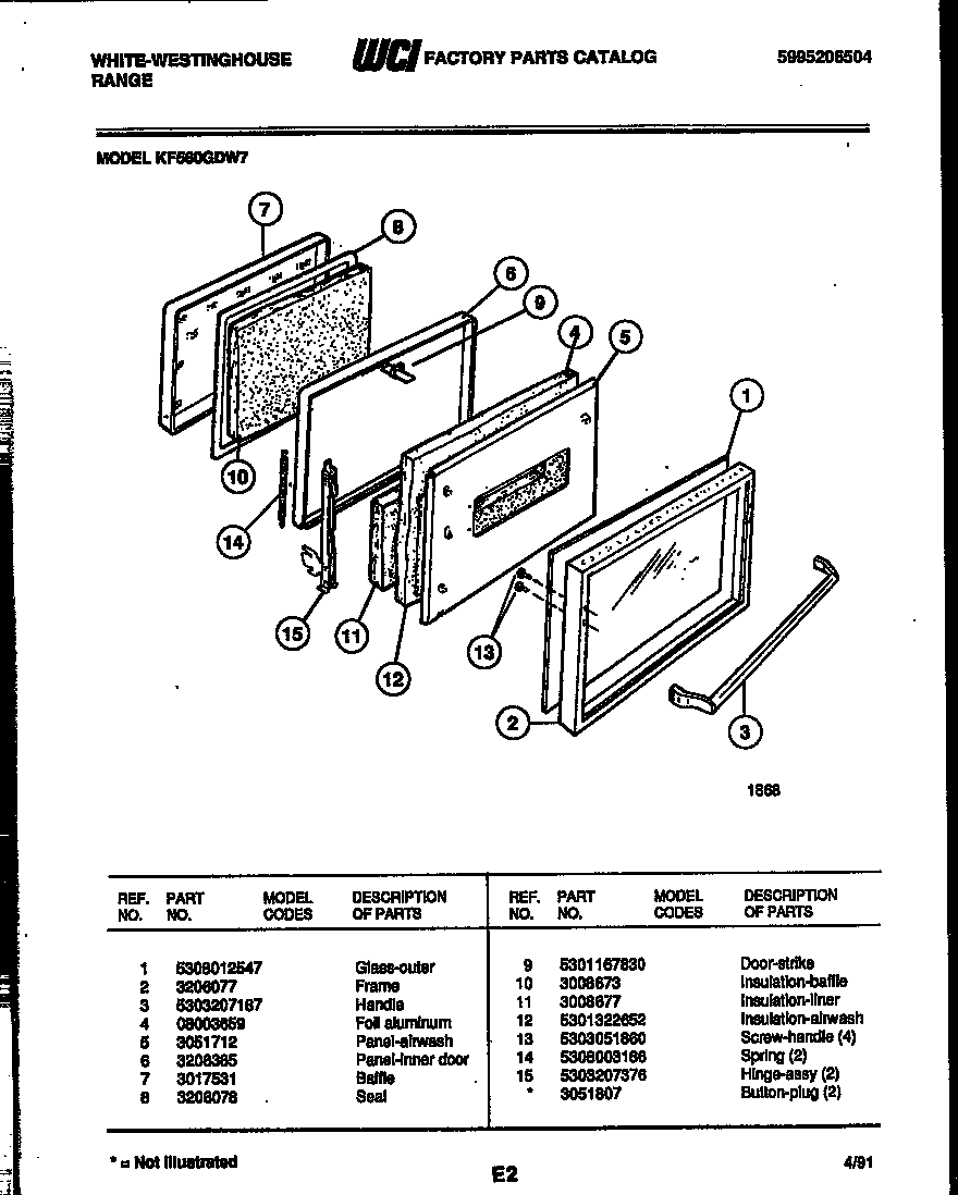 White-Westinghouse KF560GDW7 door parts diagram