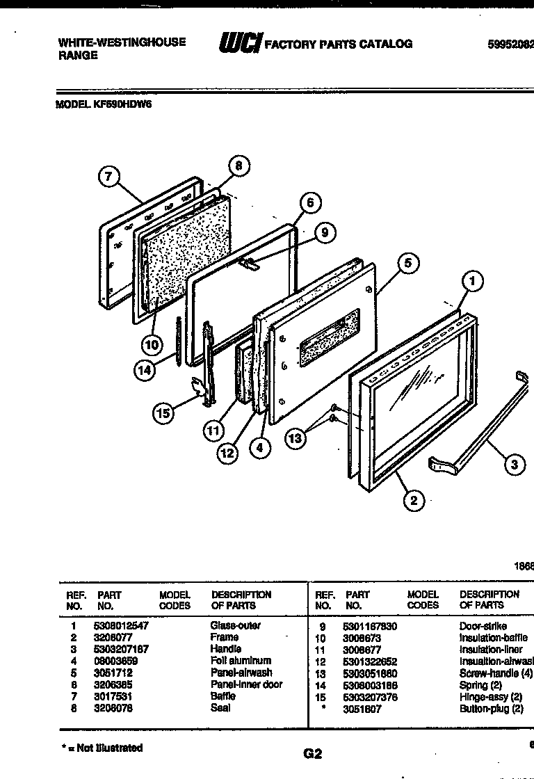 White-Westinghouse KF590HDD6 door parts diagram