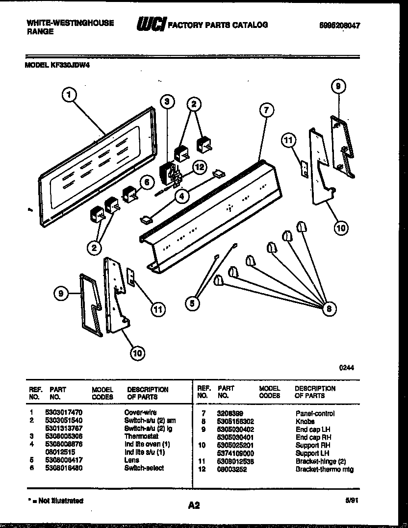 White-Westinghouse KF330JDD4 control panel diagram