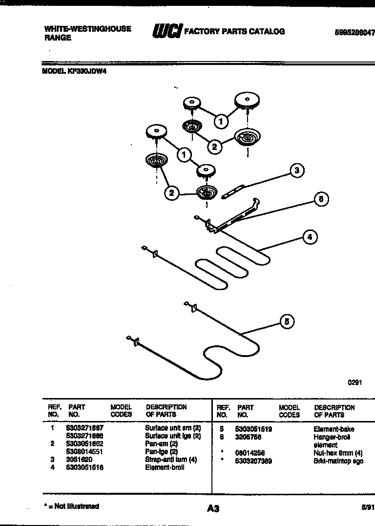 White-Westinghouse KF330JDD4 broiler parts diagram
