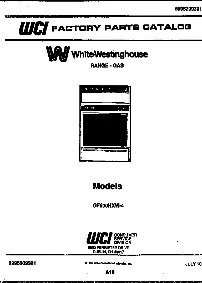 White-Westinghouse GF600HXW4 cover page diagram