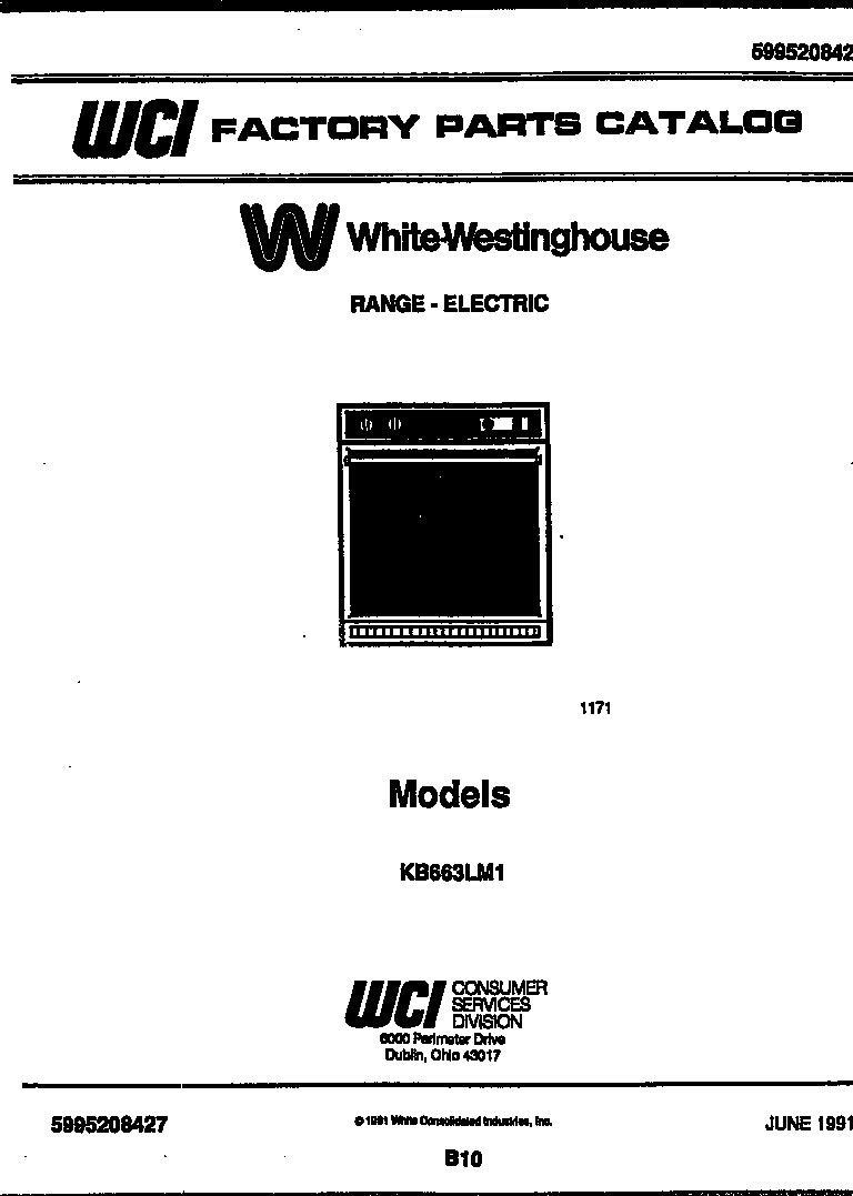 White-Westinghouse KB663LM1 cover diagram