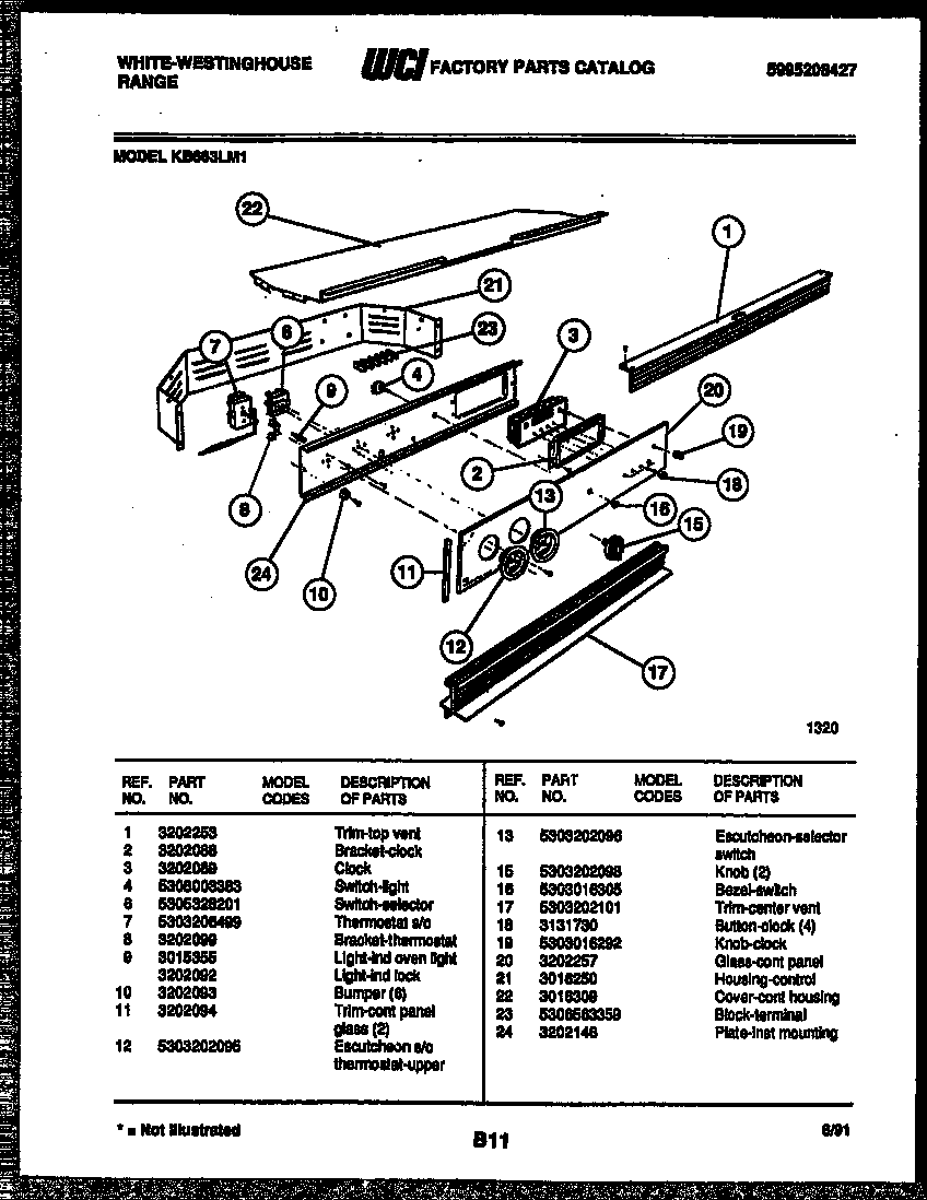White-Westinghouse KB663LM1 control panel diagram