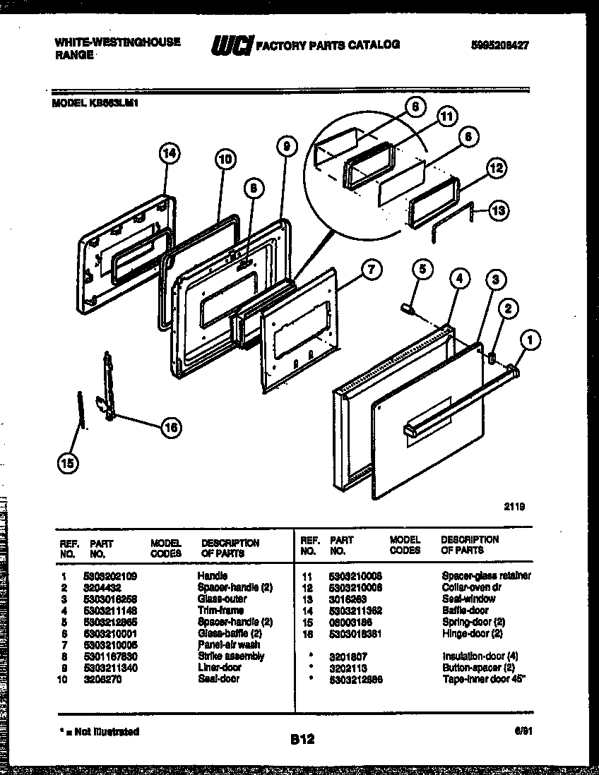 White-Westinghouse KB663LM1 door parts diagram
