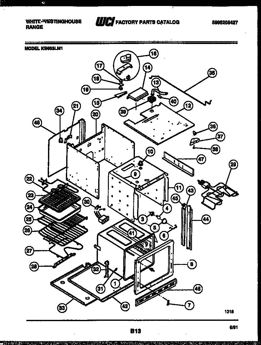 White-Westinghouse KB663LM1 body parts diagram