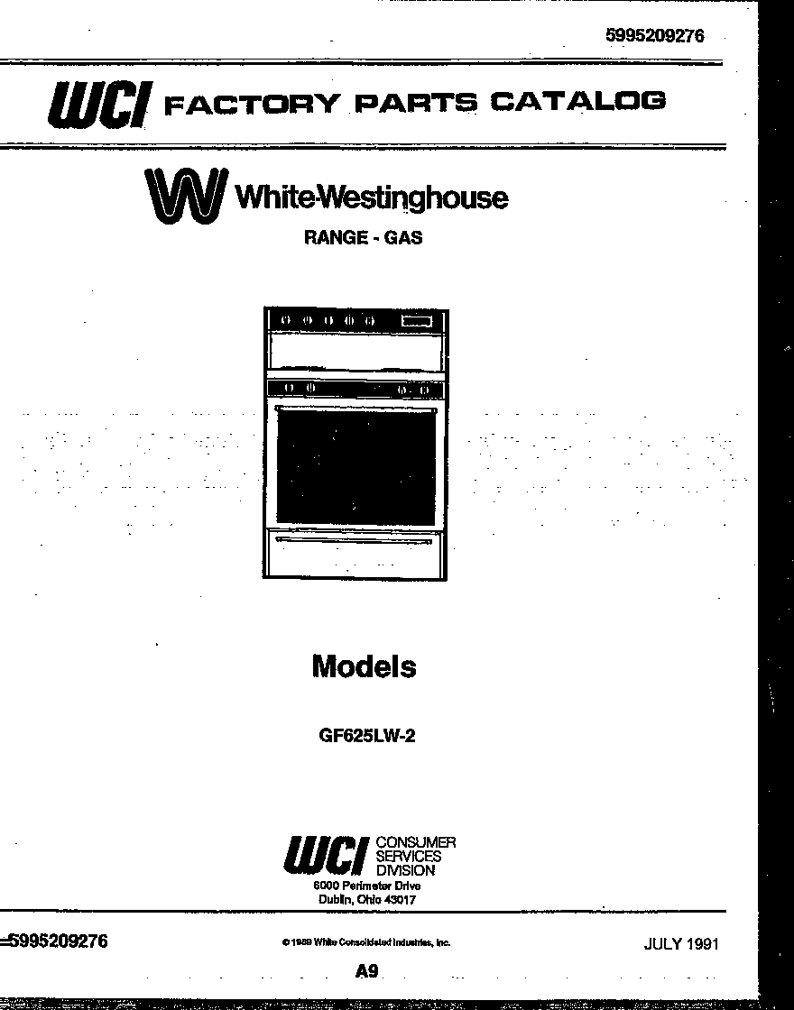 White-Westinghouse GF625LD2 cover page diagram