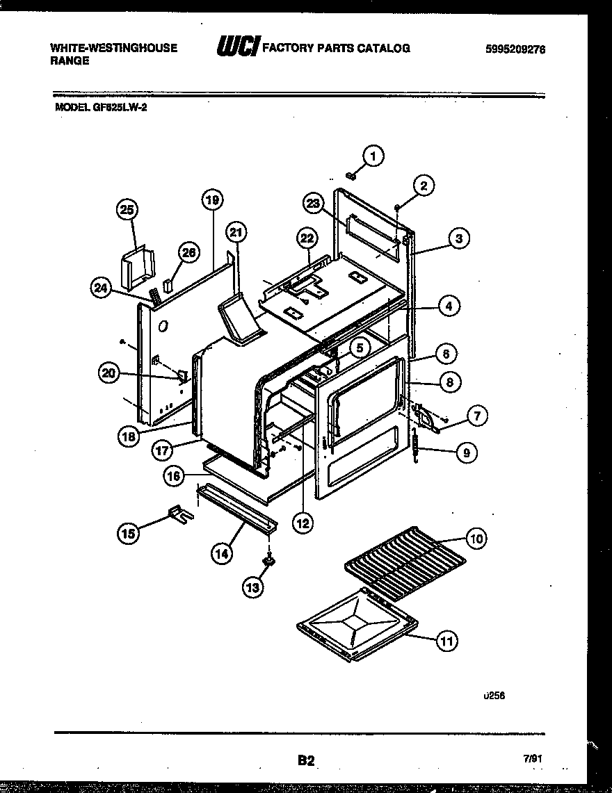 White-Westinghouse GF625LD2 body parts diagram