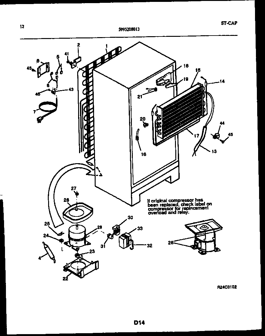 White-Westinghouse RT174NCD1 system and automatic defrost parts diagram