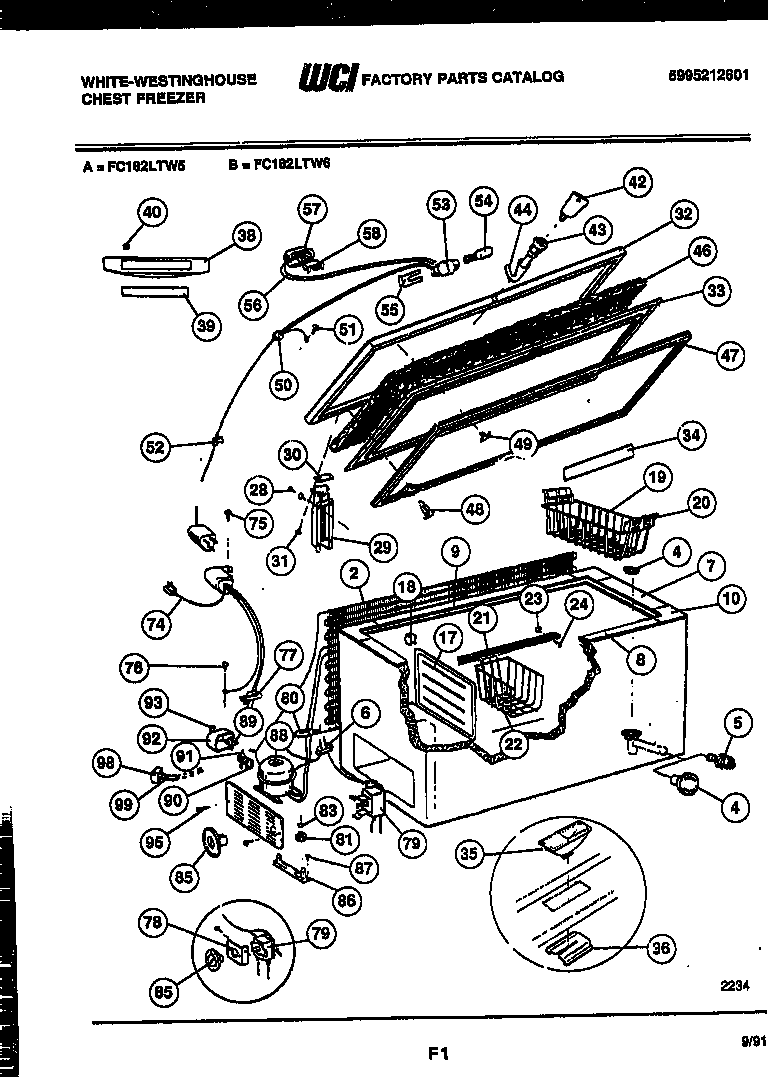 White-Westinghouse FC182LTW5 chest freezer parts diagram