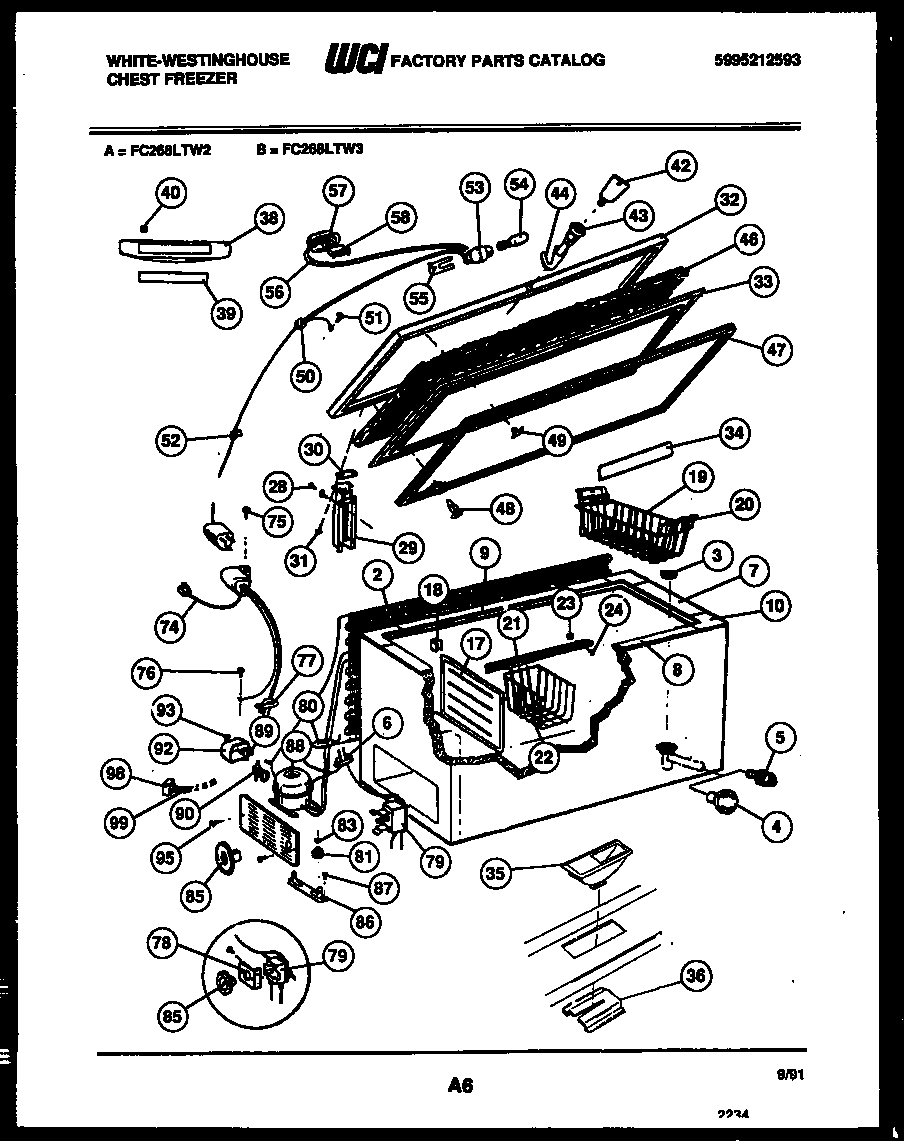 White-Westinghouse FC268LTW3 chest freezer parts diagram