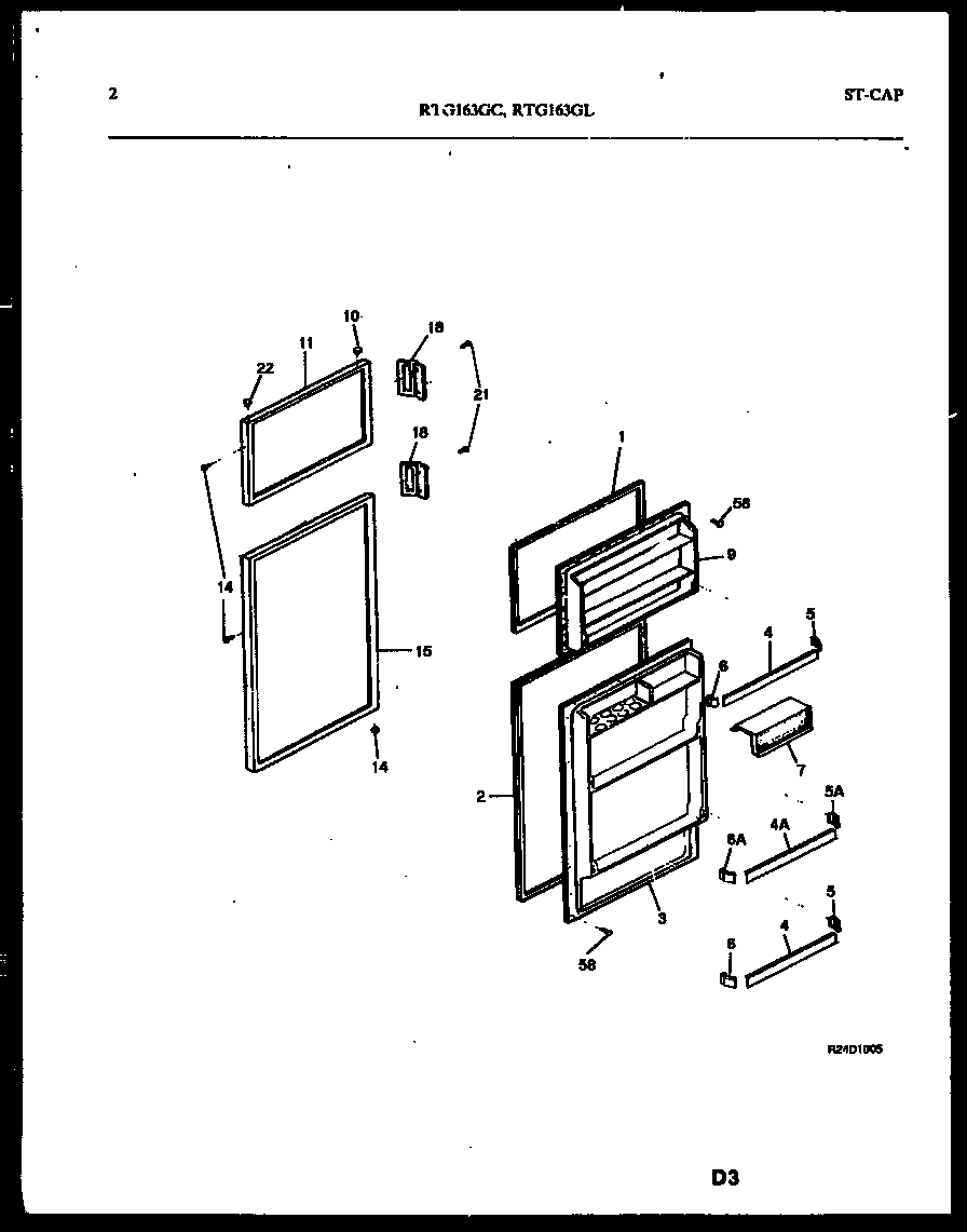 White-Westinghouse RTG163GCH3B door parts diagram