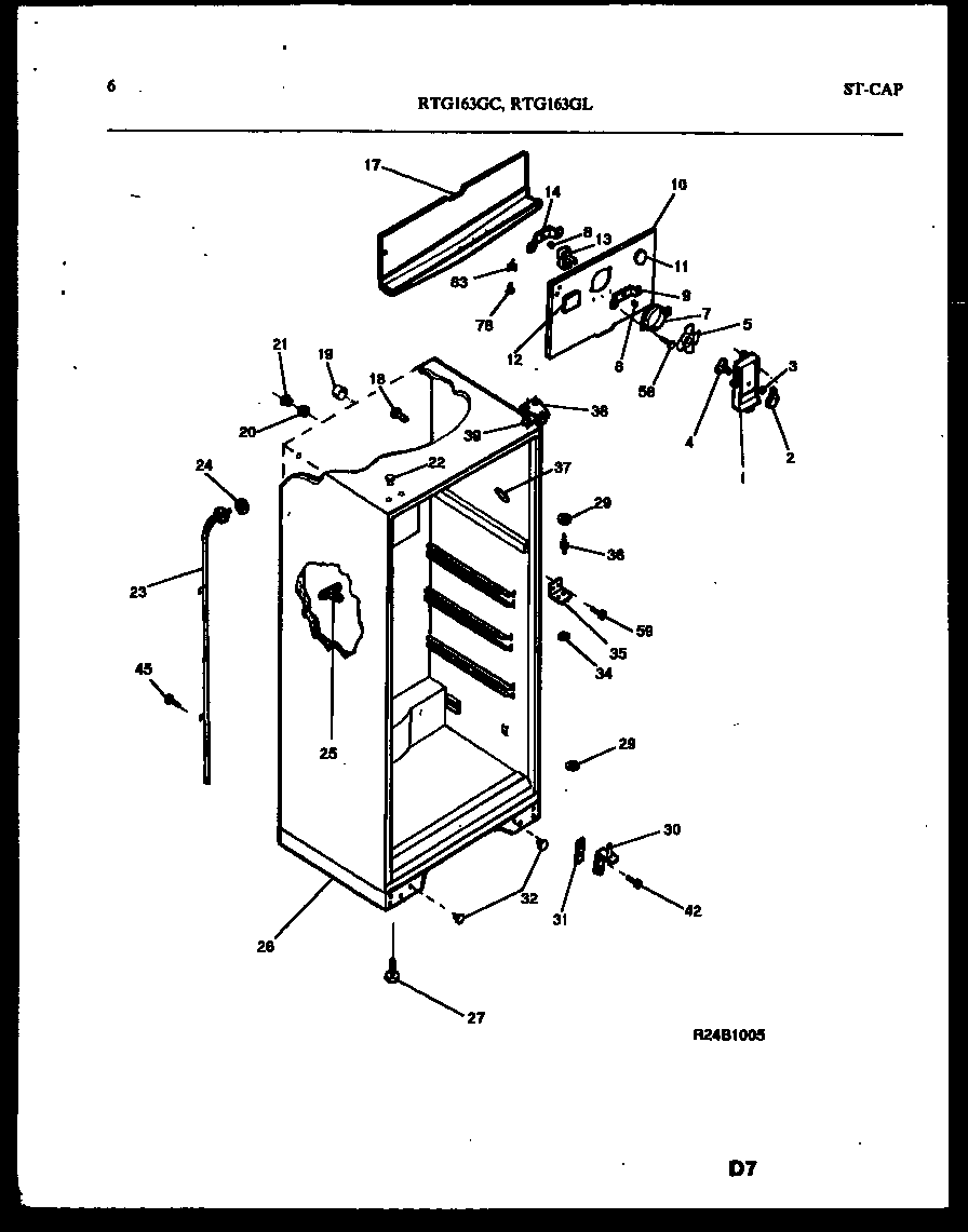 White-Westinghouse RTG163GCH3B cabinet parts diagram