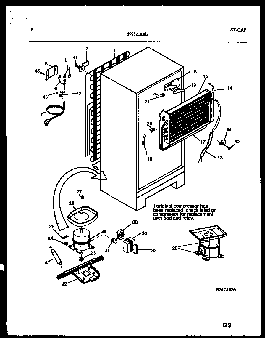 White-Westinghouse RT176NLH0 system and automatic defrost parts diagram