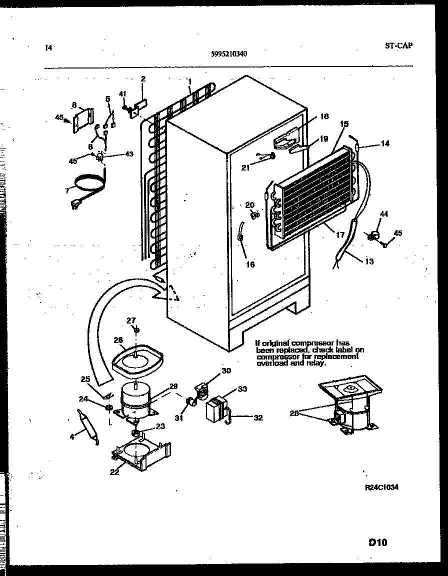 White-Westinghouse PRT217MCH2 system and automatic defrost parts diagram