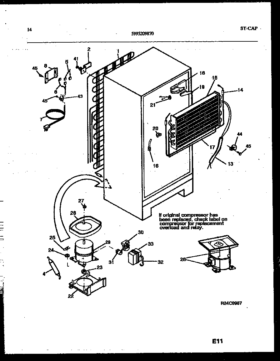 White-Westinghouse RT217NCH0 system and automatic defrost parts diagram