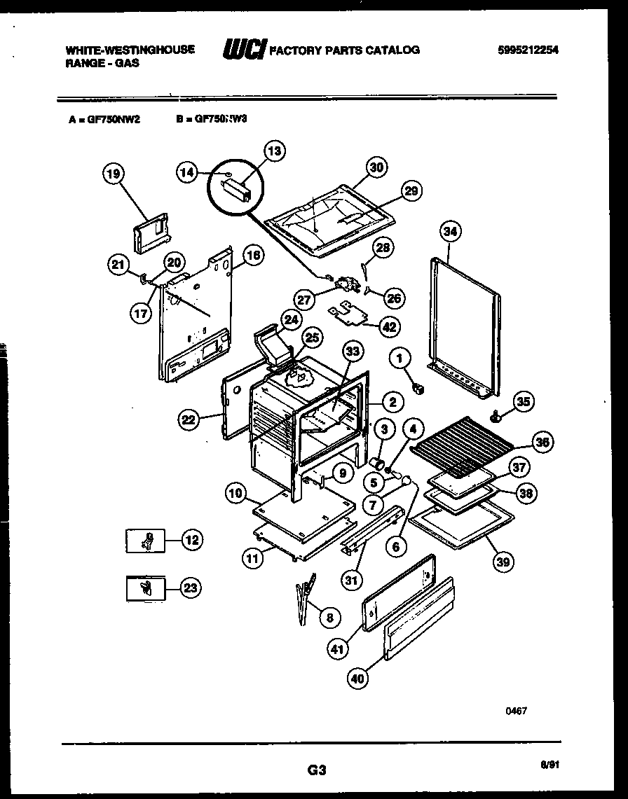 White-Westinghouse GF750NW2 body parts diagram