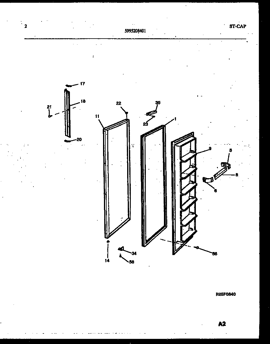 White-Westinghouse RS192MCD2 freezer door parts diagram