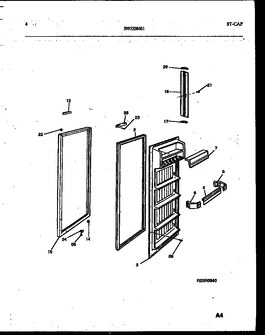 White-Westinghouse RS192MCD2 refrigerator door parts diagram