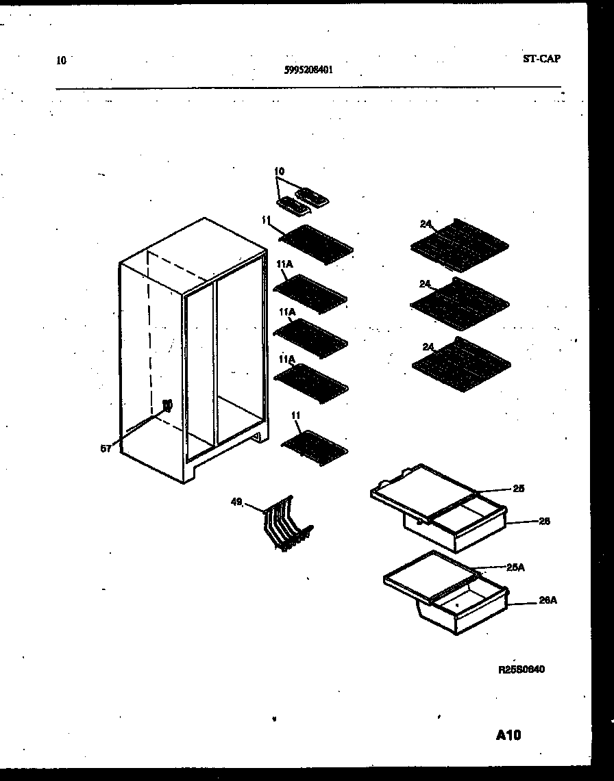 White-Westinghouse RS192MCD2 shelves and supports diagram