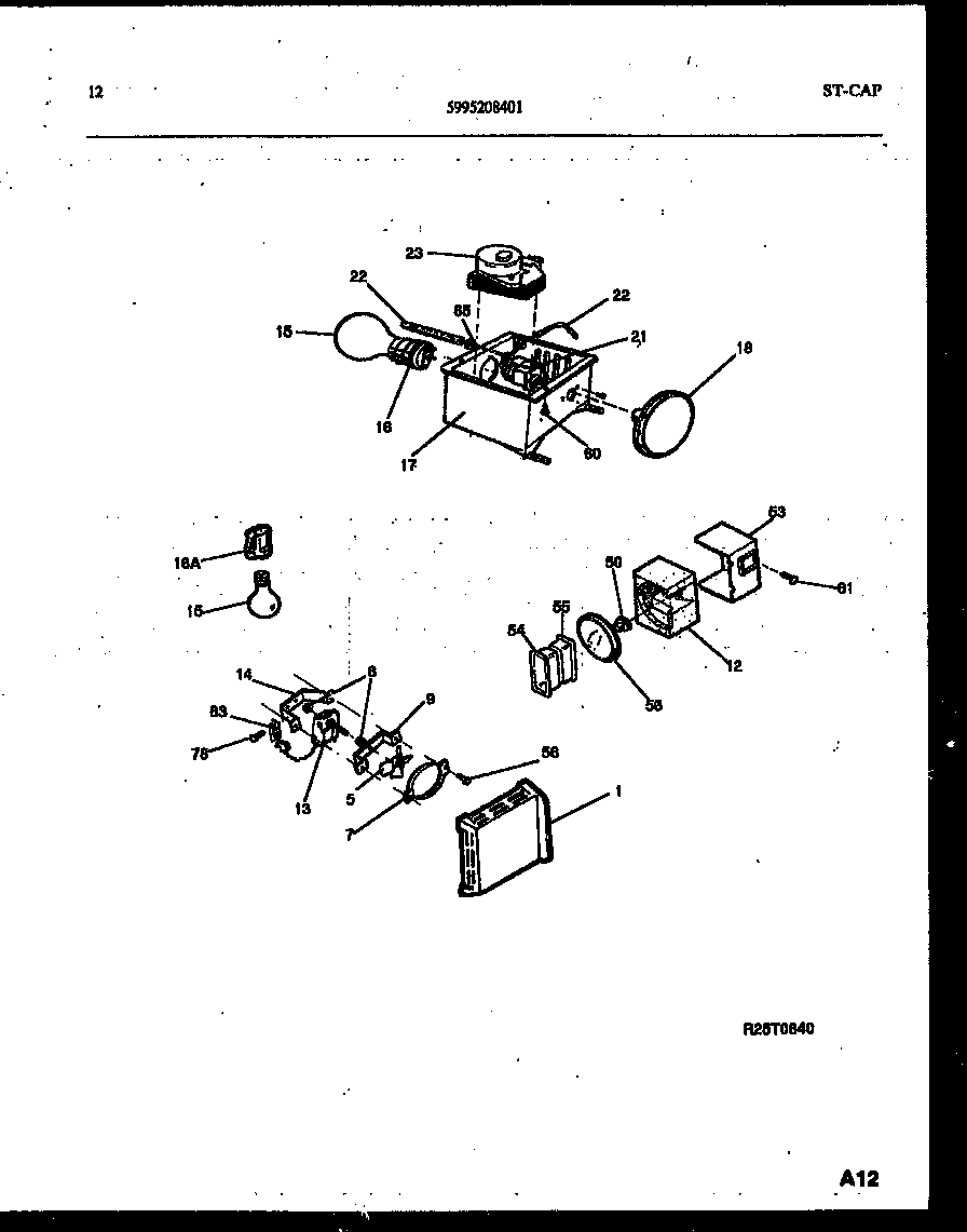 White-Westinghouse RS192MCD2 refrigerator control assembly, damper control assembly and f diagram