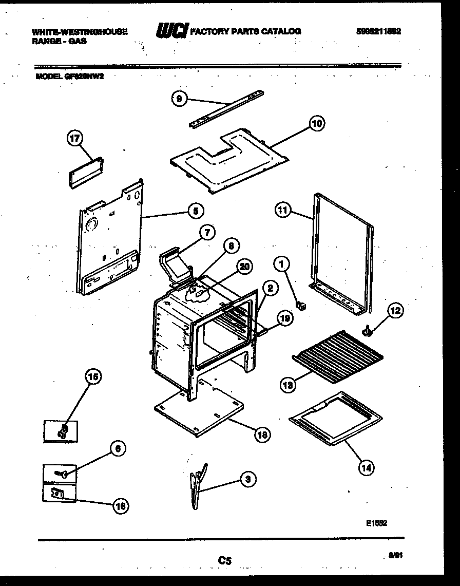 White-Westinghouse GF620ND2 body parts diagram